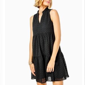 Lilly Pulitzer Women’s Novella Eyelet Lace Sleeveless Swing Dress Onyx Black XL